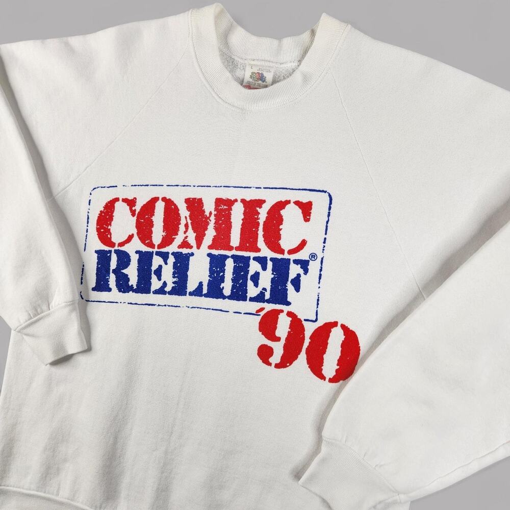 VTG Comic Relief Sweatshirt Adult L White USA Radio City NYC 1990 Robin Williams - Picture 2 of 15